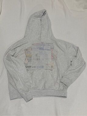 Men's Vintage Light Gray Crewneck Hoodie with Faded Graphic